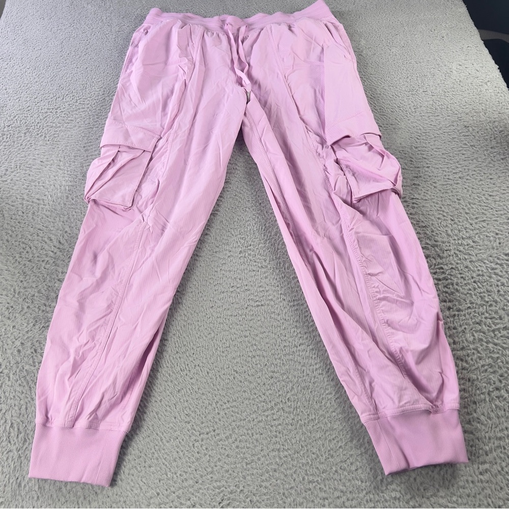 Lululemon Dance Studio Cargo Joggers Womens L Pink Relaxed Fit Mid Rise Active